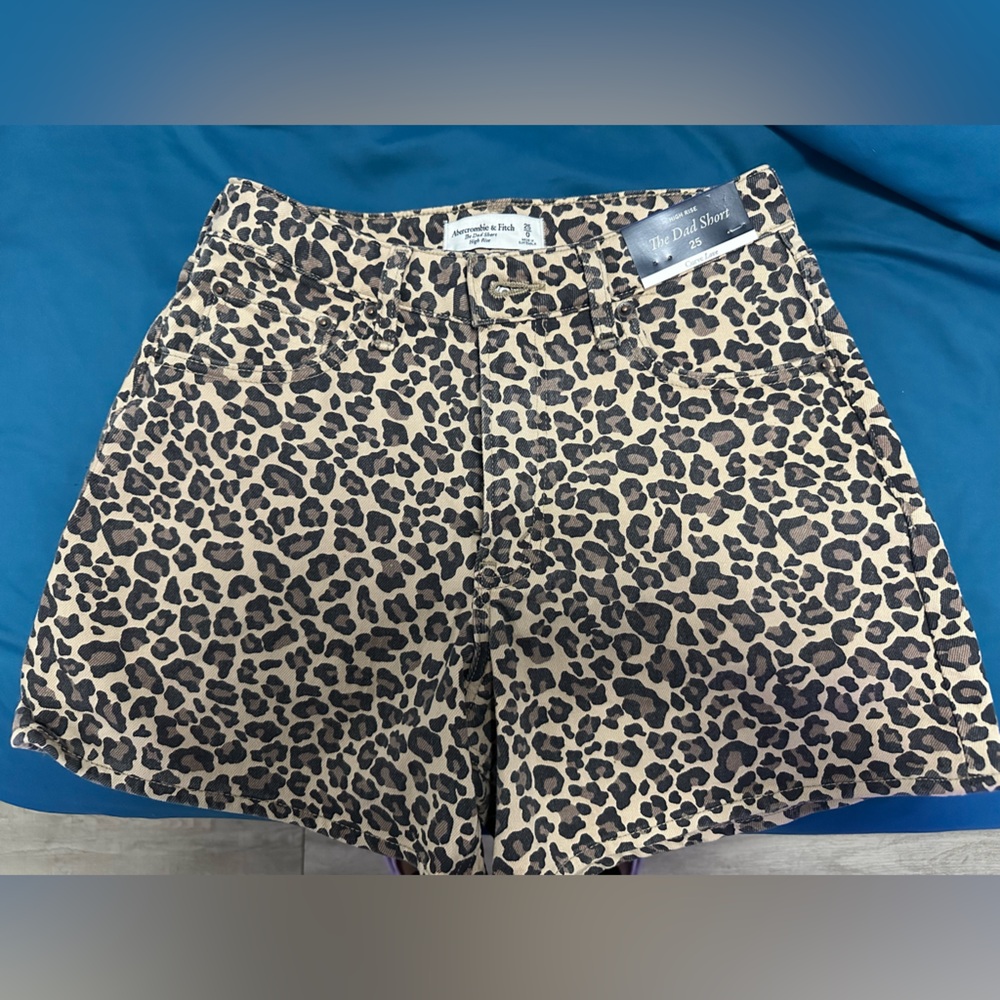 Abercrombie & Fitch Leopard Print High Rise Shorts